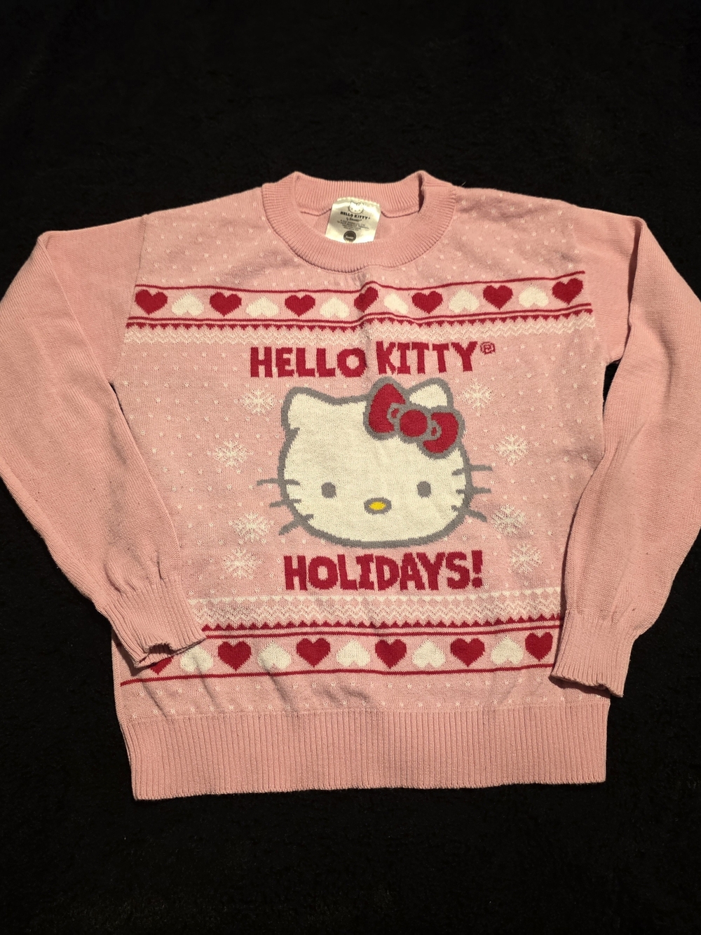 Hello Kitty Pink Girls Holiday Sweater
